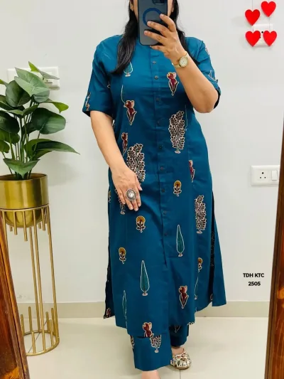 Olive Green Printed Straight Kurta Set
